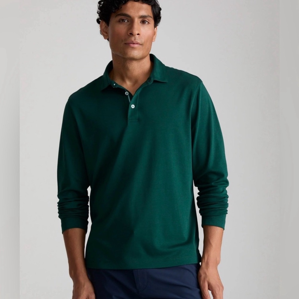 UNTUCKit Damaschino Long-Sleeve Polo Shirt  Green Size Large